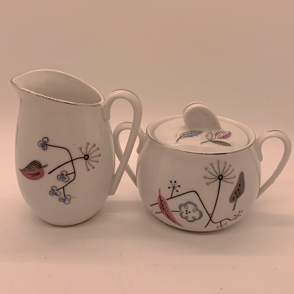 Vintage MCM atomic Sugar and Creamer set.  Royal Grace. Japan